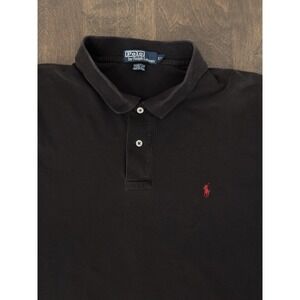 Ralph Lauren Mens Faded Black Short Sleeve Polo Shirt Red Pony Logo Classic Fit